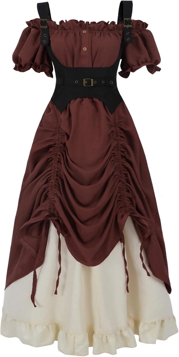 kleding dames Victoriaanse jurk renaissance jurk dames gothic jurk katoen maxi-jurk korte mouwen