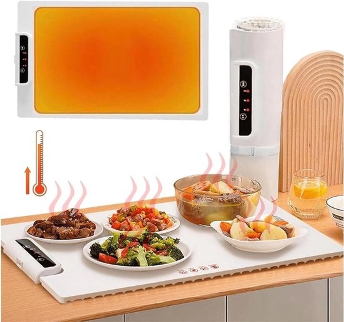 Opvouwbare Warmhoudplaat - Elektrische Verwarming - Eten Warm Houden - Snelle Verwarming 10s - 60x38 cm - Zwart