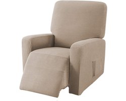 EBETA Hoes fauteuil jacquard, Fauteuilhoezen, stretchhoes voor relaxfauteuil compleet, Elastische hoes voor tv fauteuil (Zand)