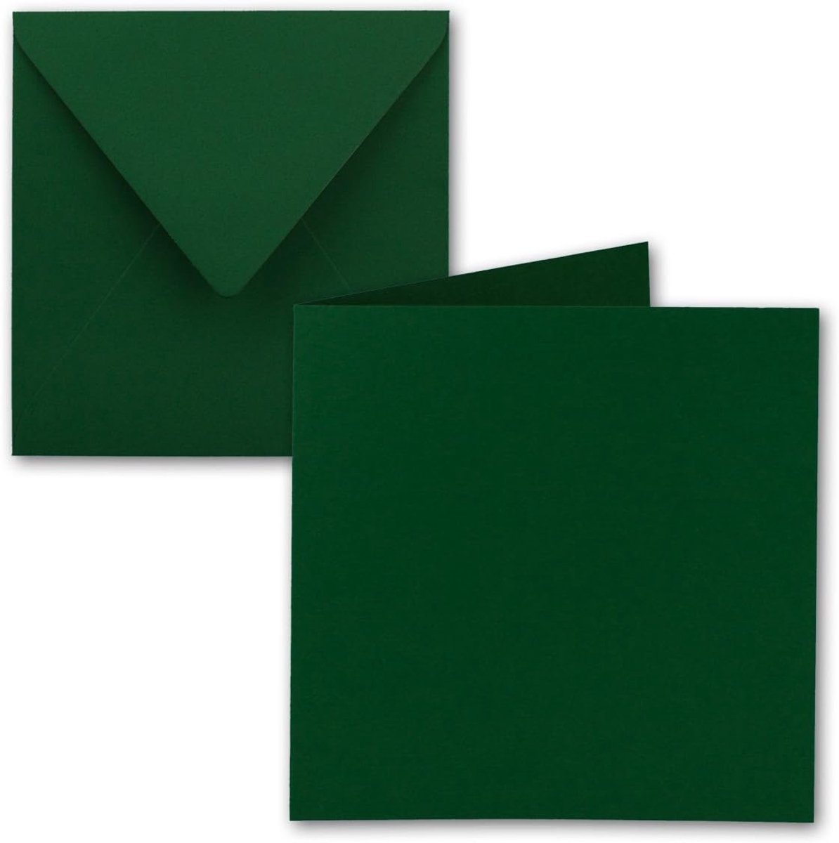 25x Vierkante vouwkaartenset - 15 x 15 cm - met briefenveloppen - donkergroen - natlijm - voor wenskaarten, uitnodigingen en meer