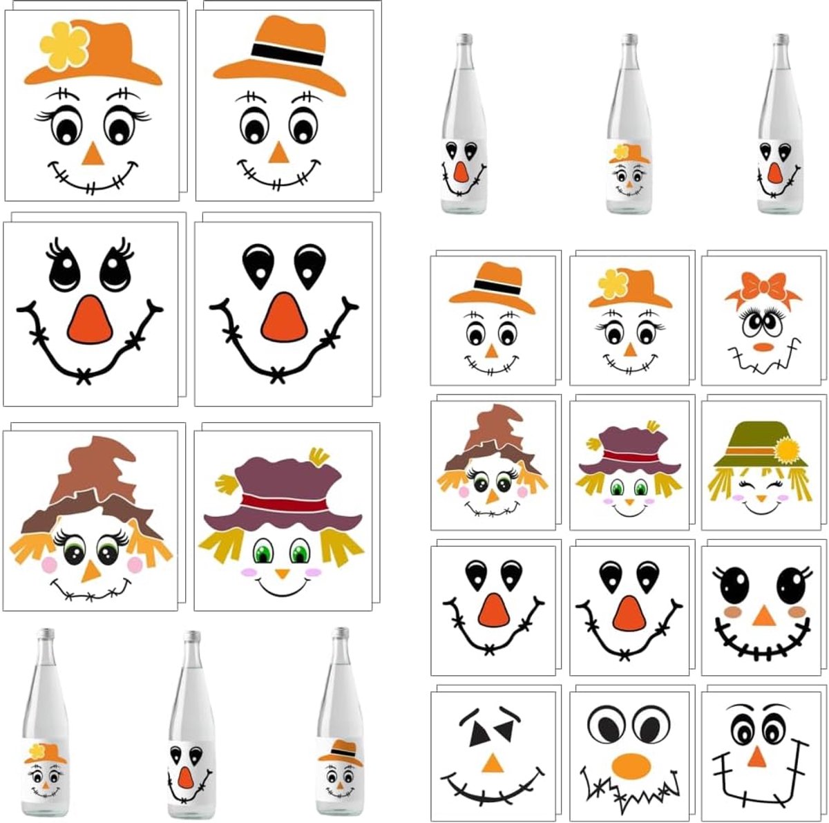 Dailygoods- Vogelverschrikkersjablonen 2 Stuks - Herfststickers - Doe-het-zelf - Knutselen - Ramen/Muren - Halloween/Thanksgiving - Decoratiestickers