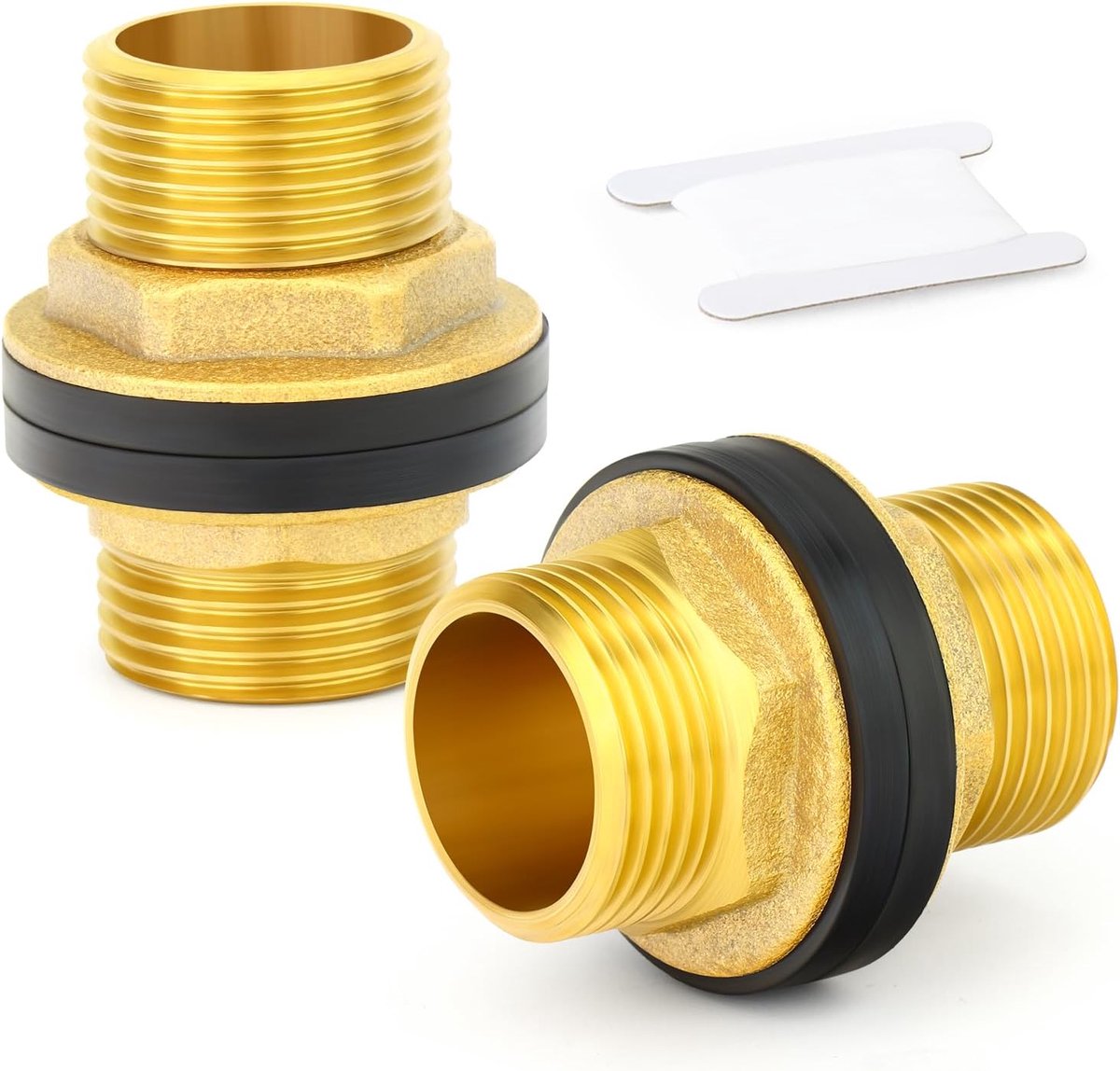 Dailygoods- Schotwatertankconnector 2 Stuks - Messing - BSP Schroefdraad - Dubbele Rubberen Afdichtingen - Corrosiebestendig - Eenvoudige Installatie