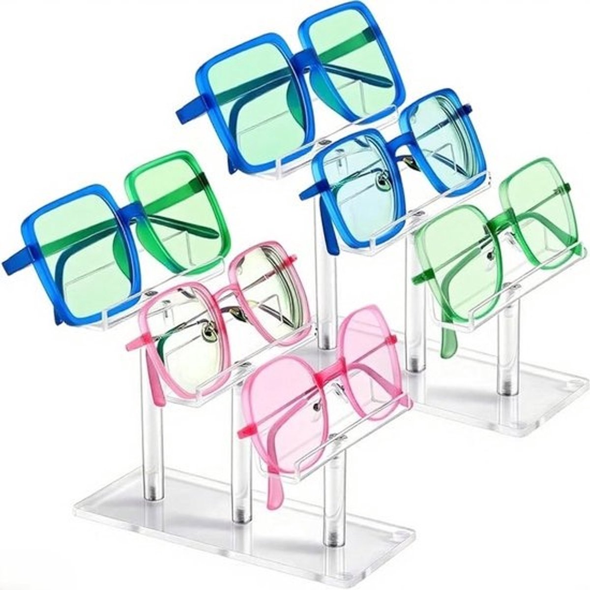 Zonnebril Display Stand - Brillenhouder Organizer - Brillen Presenteren - 3-Tier Acryl Ontwerp - 18 x 8 x 6 cm