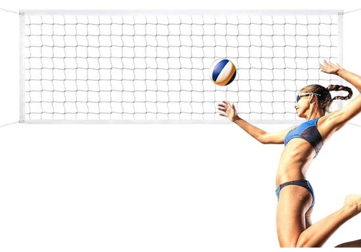 Outdoor Volleybalnet - Sportnet Vervangingsnet - Buiten Sporten - In Hoogte Verstelbaar - 91.44 cm Hoog - Zwart