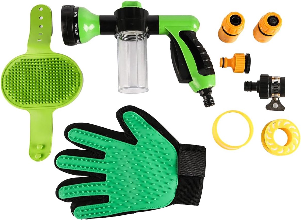 Dailygoods- Tuindouche Ergonomisch Ontwerp - Sproeikop met 8 Sproeipatronen - Duurzaam Plastic - Voor Irrigatie en Reiniging - Groen en Geel