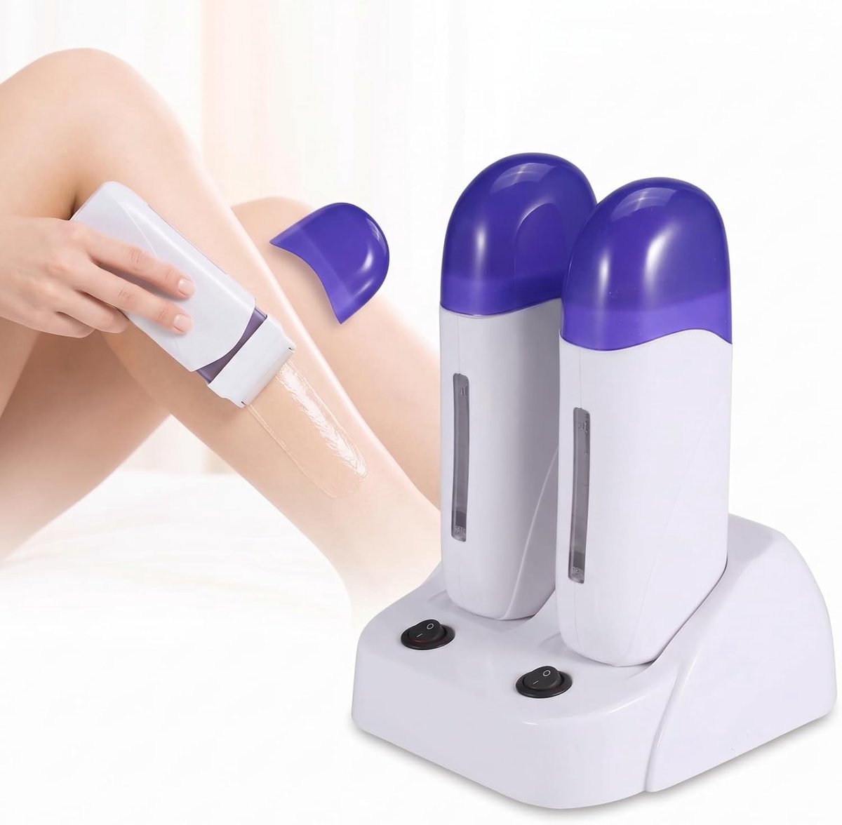 Waxwarmer, 3 soorten wax, ontharingsroller, verwarming, waxing, lichaamshaarverwijderingsmachine met verwarmingsbasis voor zachte was (tweezits volgens Europese standaard)
