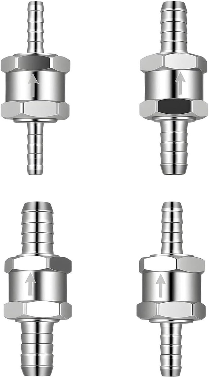 Terugslagkleppen voor brandstof, aluminium, 6, 8, 10, 12 mm