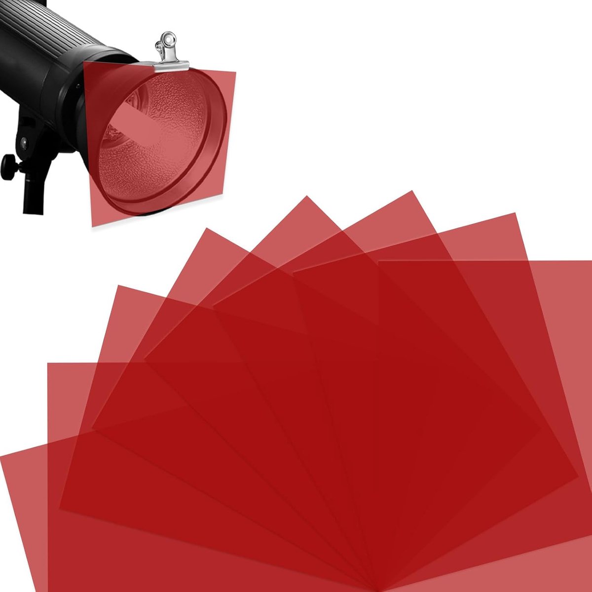 8 stuks gekleurde bladen, rood, geschikt voor lampen, 29,7 x 21 cm, A4, kleurcorrectiefilter voor fotostudio's, led-stroboscooplicht