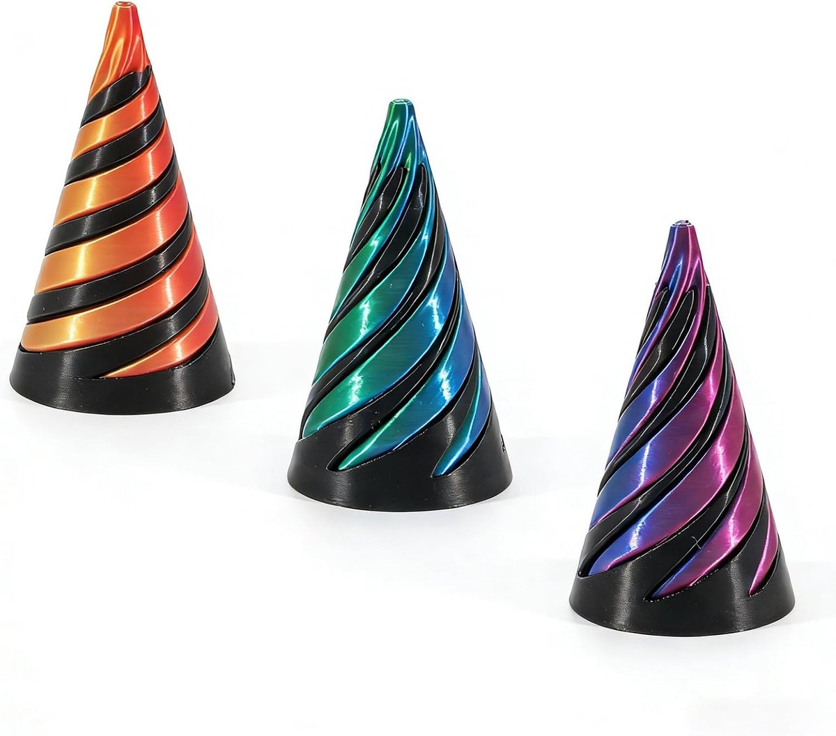 Kegel Fidgetspeelgoed 3 Stuks Spiraal Kegel Bureau Speelgoed 3D Gedrukte Spiraalvormige Kegel Fidget Speelgoed Impossible Fidget Cone Voor Volwassenen En Kinderen, Tafeldecoratie