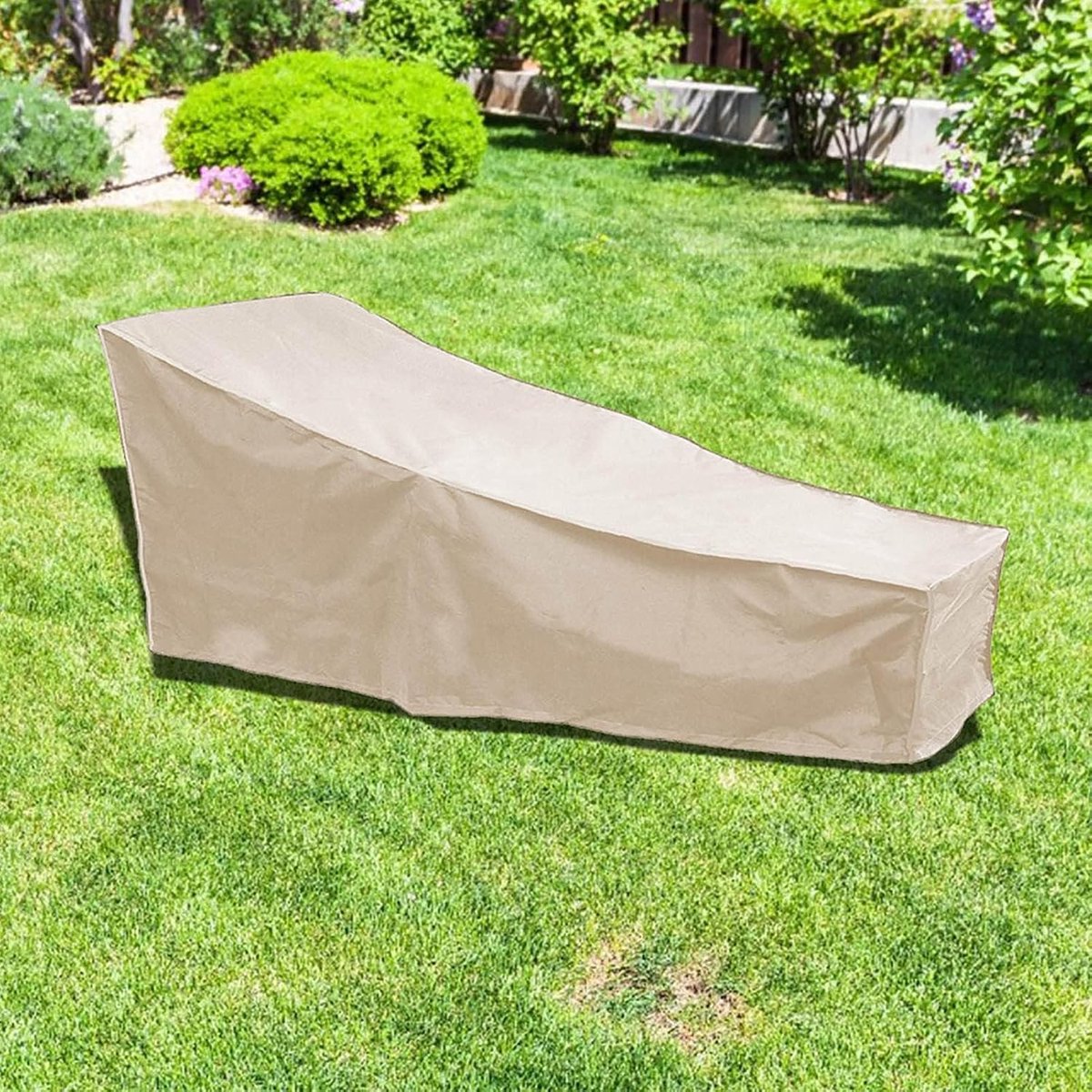 Afdekkingen voor chaise longue, 21,9 x 29,9 x 16,1 inch tuinmeubelen, parasol, beschermhoezen voor ligstoelen buiten, zonwering voor alle seizoenen (beige)