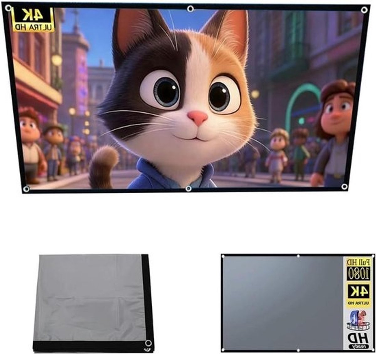 Projectiescherm - Beeld gordijn - Thuisbioscoop creëren - HD anti-glans - 110 inch - Wit