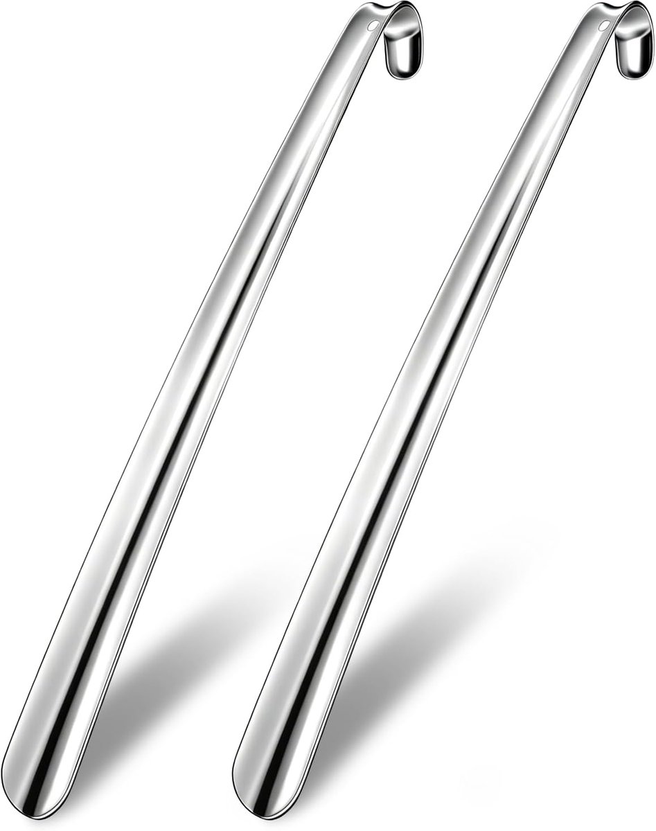 2 stuks schoenlepel lang 42 cm, schoenlepel lang metaal roestvrij