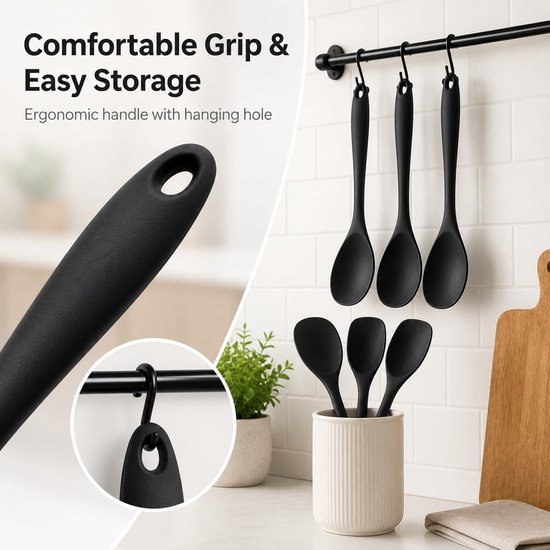 3 stuks lepelspatel van siliconen, 28,6 cm, hittebestendig, 230 °C, spatel voor gebak, Maryse, flexibel, antiaanbaklaag, spatel, keuken, siliconen, BPA-vrij, voor het mixen, schrapen van gebakjes — afbeelding 4