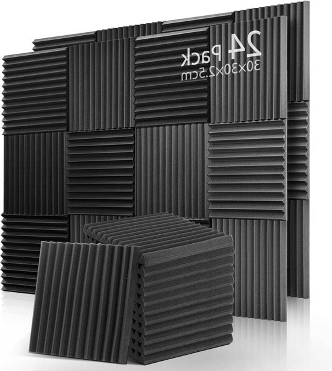 24 Stuks Geluidsdempende Panelen - Akoestische Schuimmatten - Geluid Absorber - Echoreductie - voor Opnamestudio's en Thuisstudio's - 30 x 30 x 25 cm akoestische panelen