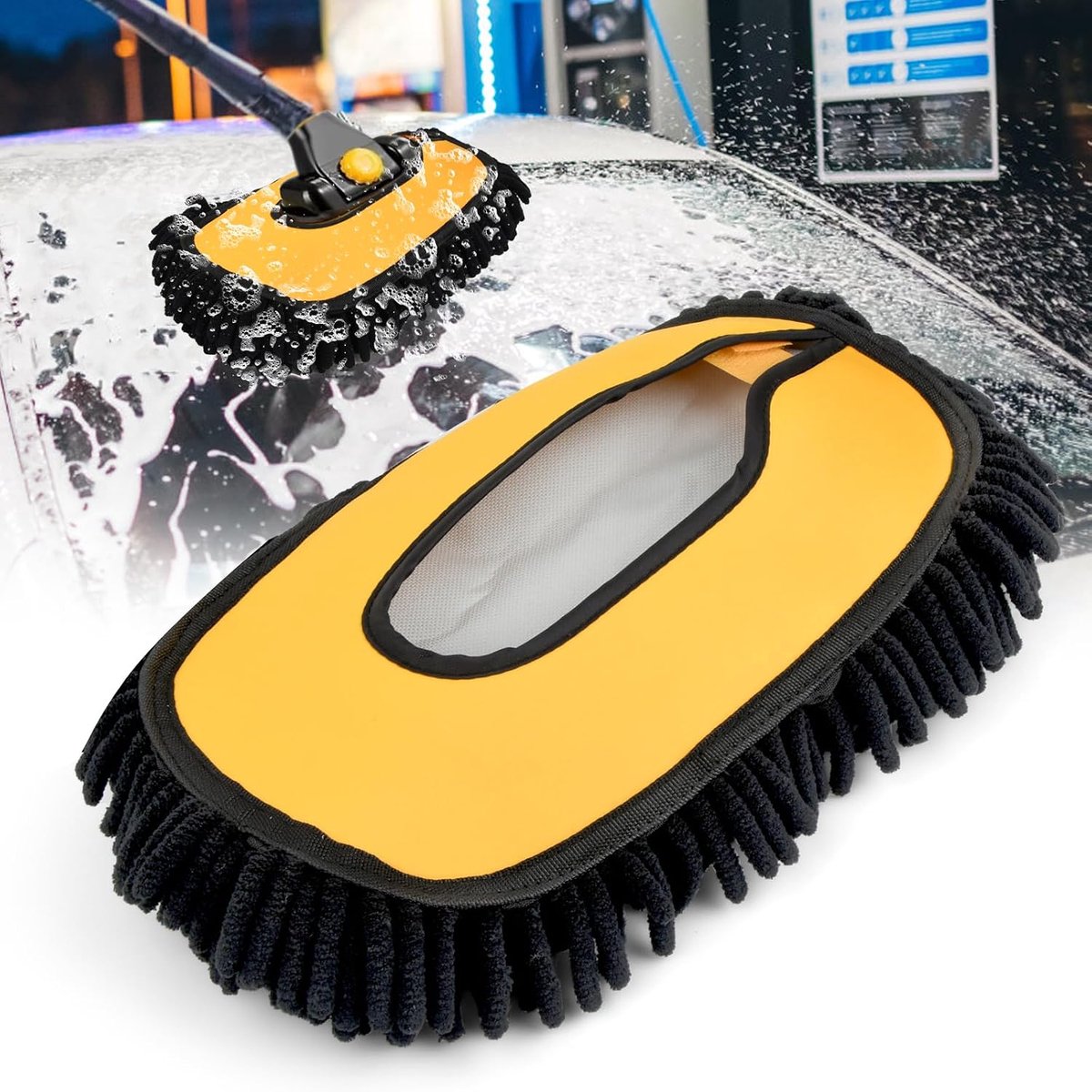 Reinigingsborstel voor auto, chenille, zachte microvezel, voor het reinigen van caravans, vrachtwagens, auto's, SUV's, caravans en huishoudelijke reiniging