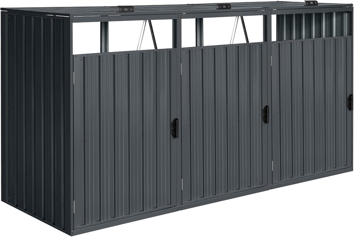 Owen Containerombouw van Metaal Antraciet | Kliko ombouw voor 3 containers - Max. 240-720L | Container Ombouw met Uitstekende Ventilatie