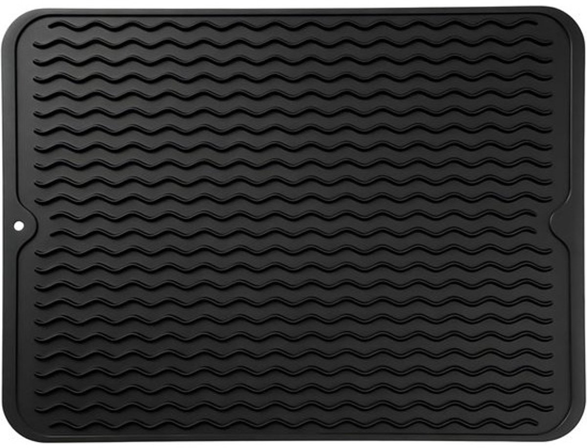 Siliconen Droogmat voor Afwas - Duurzaam en Gemakkelijk Schoon te Maken - Warmtebestendige Mat voor Aanrecht of Gootsteen - Veelzijdig Gebruik - Zwart 40 x 30 cm