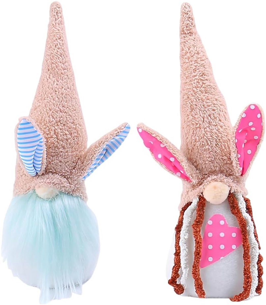 2 stuks gelukskabouters, paasdecoratie, pluche hazen zonder gezicht, voor decoratie van kantoor, slaapkamer en auto, voor kinderen en volwassenen