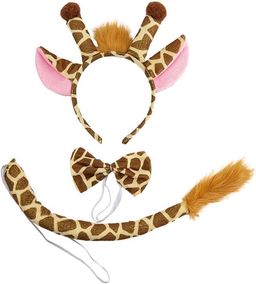 3 stuks giraffenkostuumaccessoires, dierenkostuum, giraffe oren, staart en stropdas, cosplay-set voor carnaval, Halloween, Kerstmis, verjaardag, feest voor volwassenen