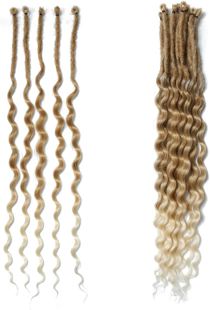 Ended Dun 0,6 cm Dreadlock Extensions 20 Inch Synthetische Golvende Dreadlocks SE Dreadlock Extensions Zachte Pre-looped Dreads 15 Strands