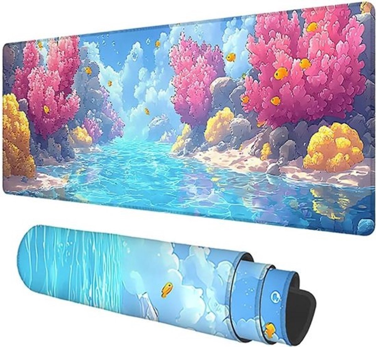 XXL Muismat - Bureauonderlegger Gamingmat - Bureau Organisatie - Genaaide Randen Antislip - 120x60cm - Zee