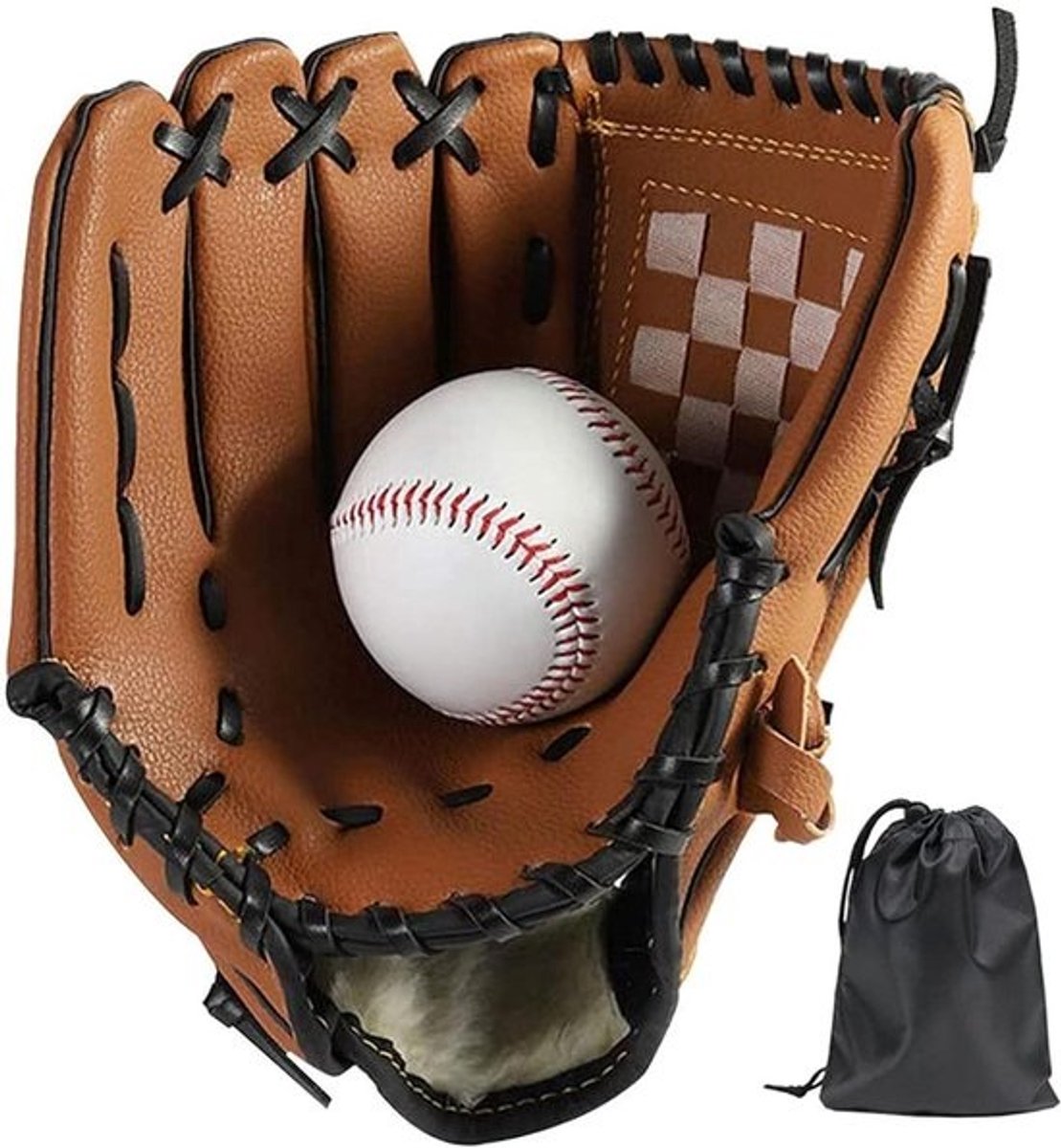 Honkbalhandschoenen - Softbal handschoen - Sport Training - Versterkte Dubbele Naad - 125 Zoll - Bruin