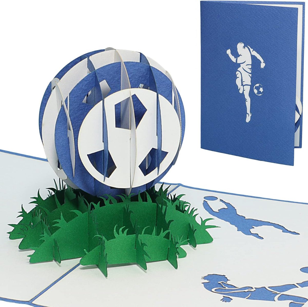 17550, pop-up kaart voetbal pop-up kaart, pop-up kaarten verjaardag, pop-up verjaardagskaart, waardebon stadion, blauw-wit, 3D voetbalwenskaarten, Schalke, Hamburg, voetbalkaart kom, N306