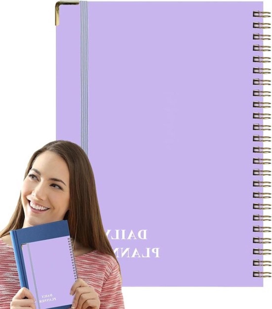 Agenda Notitieboek - Afsprakenplanner Dagplanner - Productief Plannen - Robuuste Binding 360 Graden - A5 Formaat - Paars