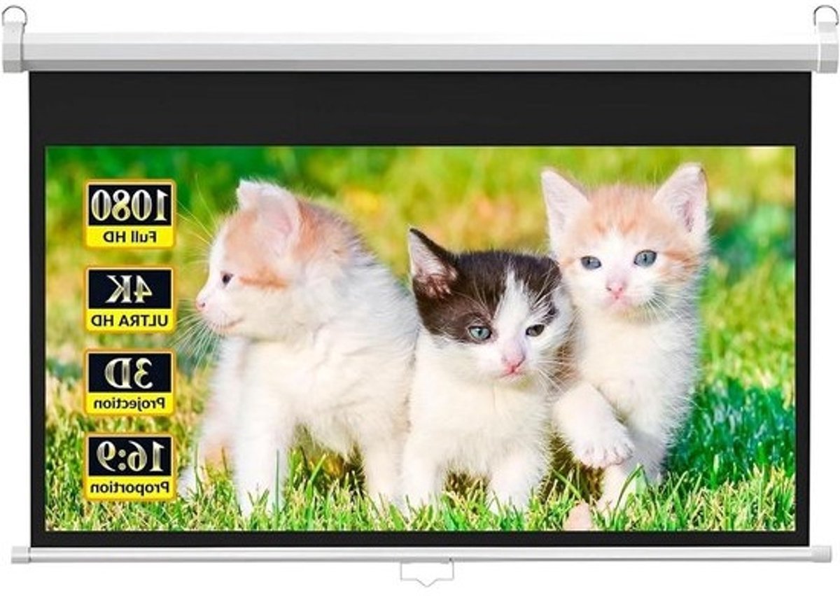 Beamer Scherm - Projectiescherm Thuis - Film Avond - Handmatig Zelfvergrendelend - 60 Inch 16:9 - Wit