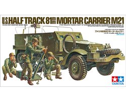 Tamiya Modelbouwpakket Militaire voertuigen - MM183 M21 81 mm Mortar Carrier WWII - Amerikaanse Halfrups Mortierdrager met 4 Figuren Plastic - 1:35 - Modelbouw
