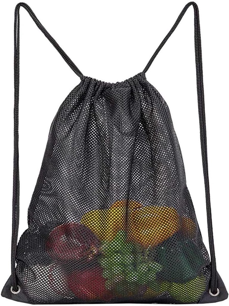 Rugzakken met trekkoord, paddenstoelrugzak, strandtas, nettas, trekkoord voor mannen, vrouwen, jongeren, zwemmen, duiken, reizen, voetbal (35 x 43 cm)