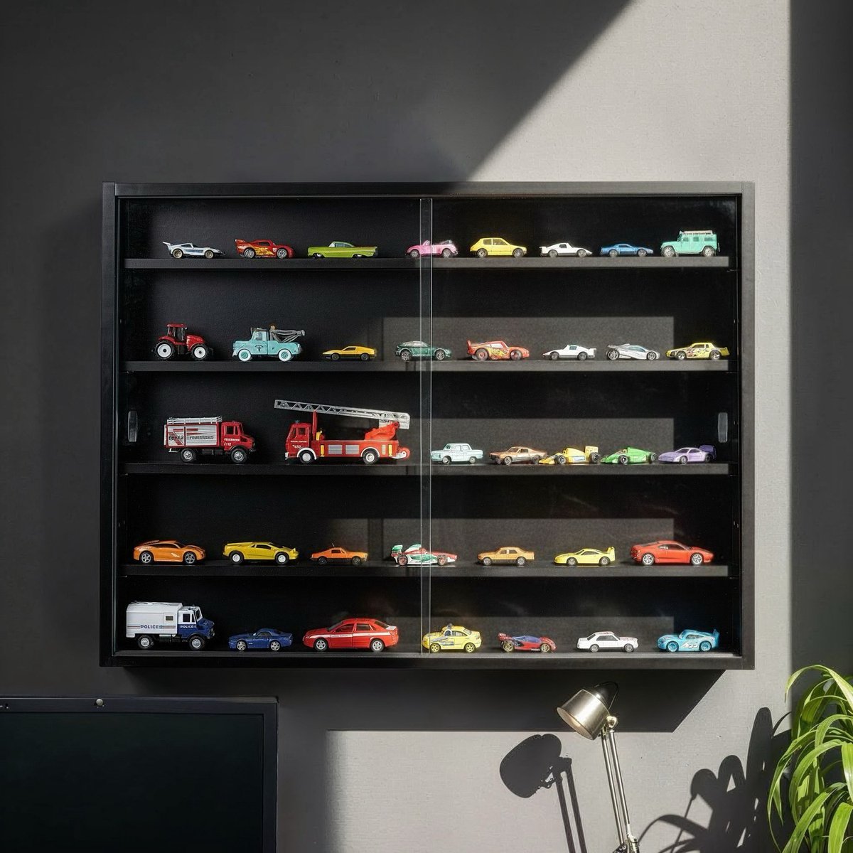 Wandvitrine voor miniaturen 80 × 60 cm – zwart – Blacklava