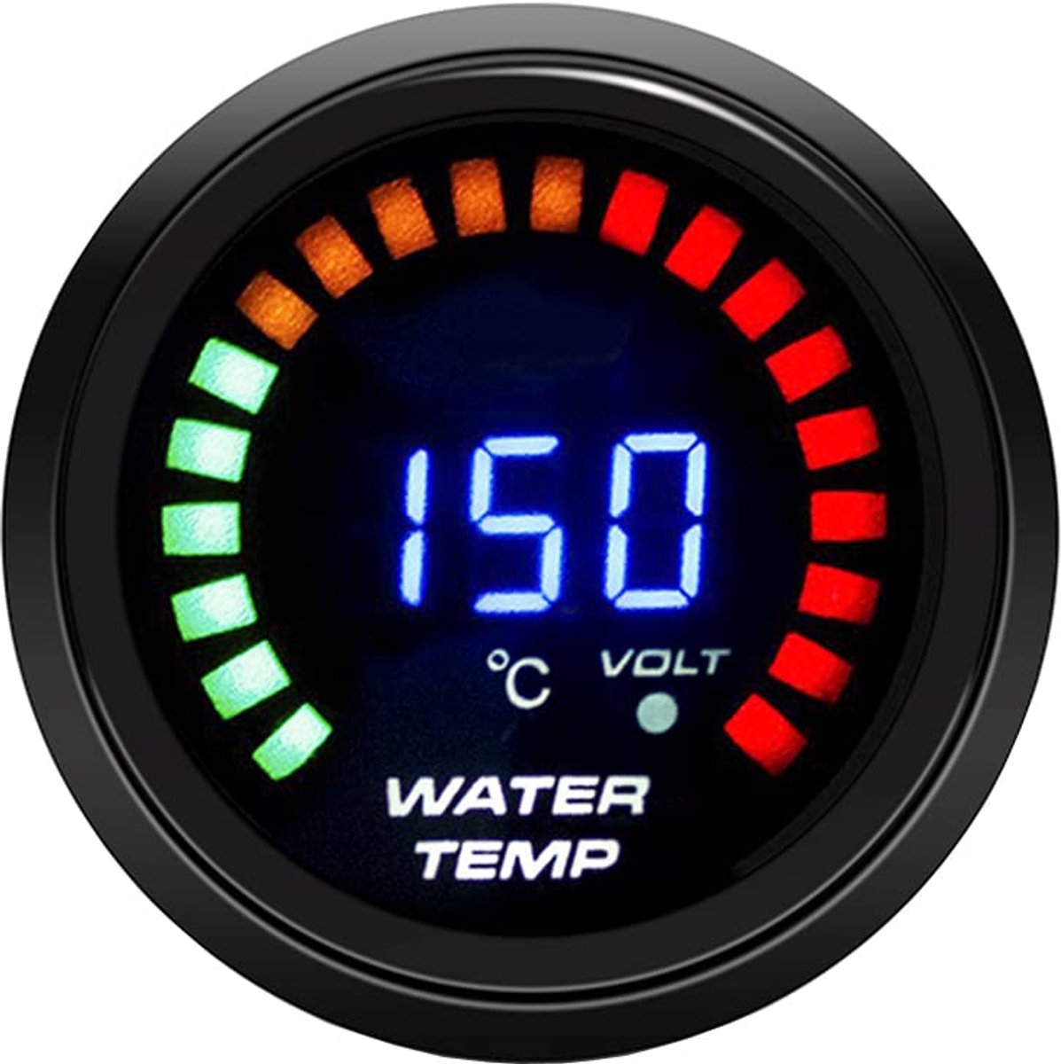 Dailygoods- Watertemperatuurmeter Digitale 52mm - LED-display - Hoge gevoeligheid - Eenvoudige installatie - Geschikt voor 12V voertuigen - Zwart met