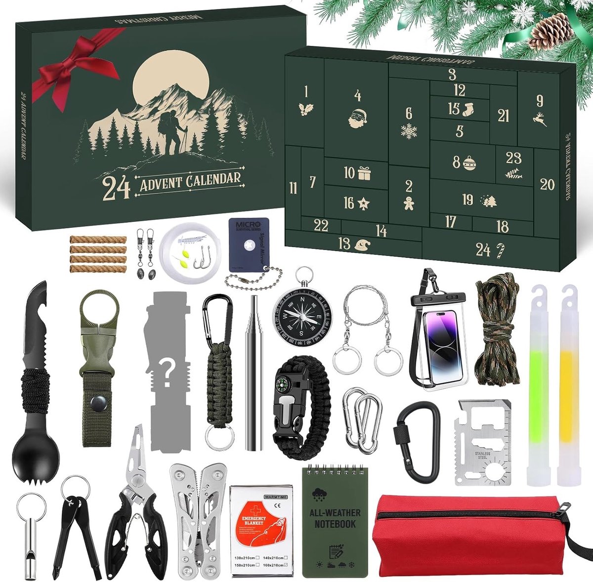 Adventskalender voor Mannen - 2025 - Gereedschappen - Overlevingsset - Voor Outdoorliefhebbers