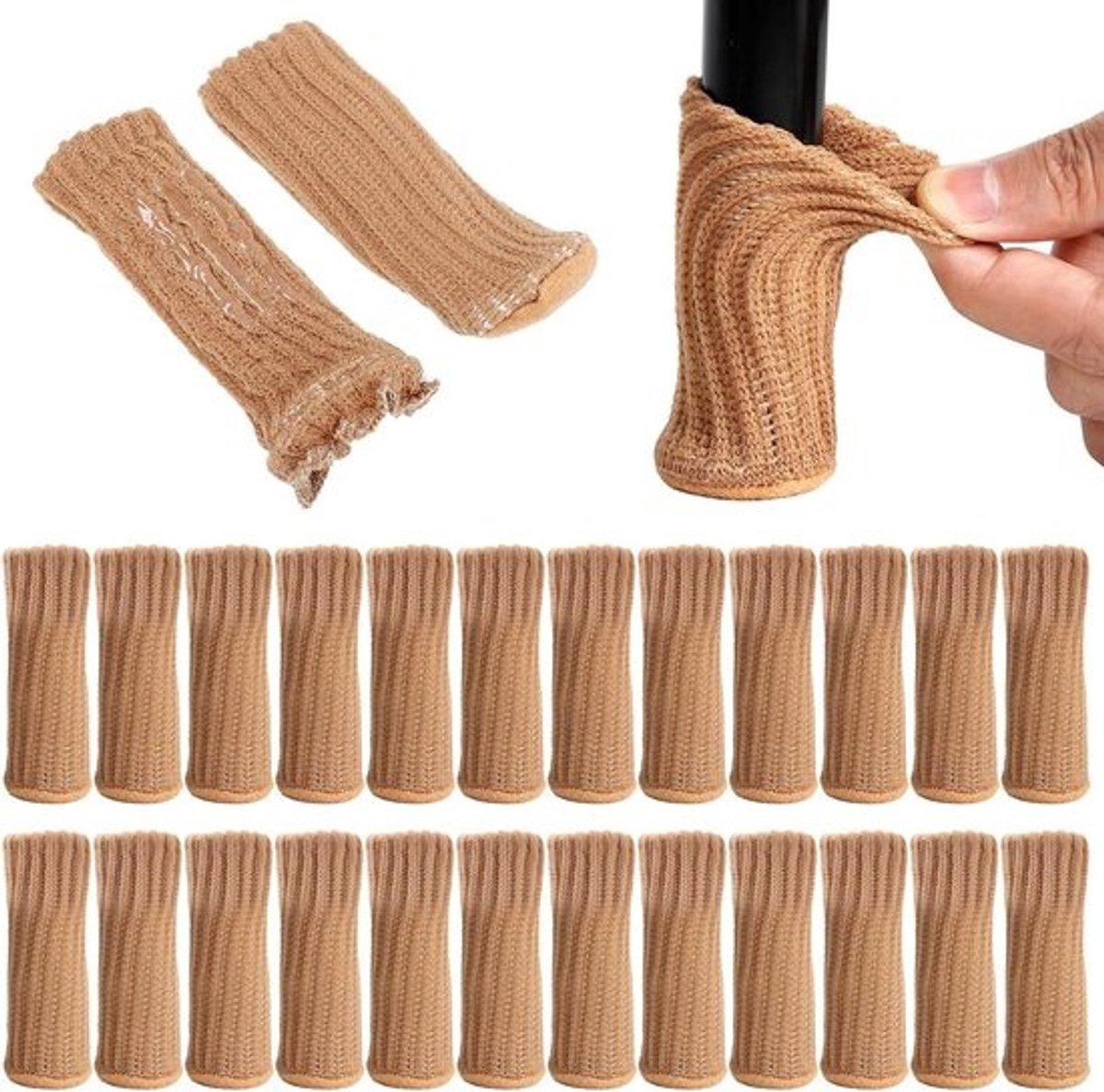 Stoelsokken - Meubelsokken vilten doppen - Vloeren Beschermen - Antislip en Geluidsreducerend - 24 stuks - Grijs