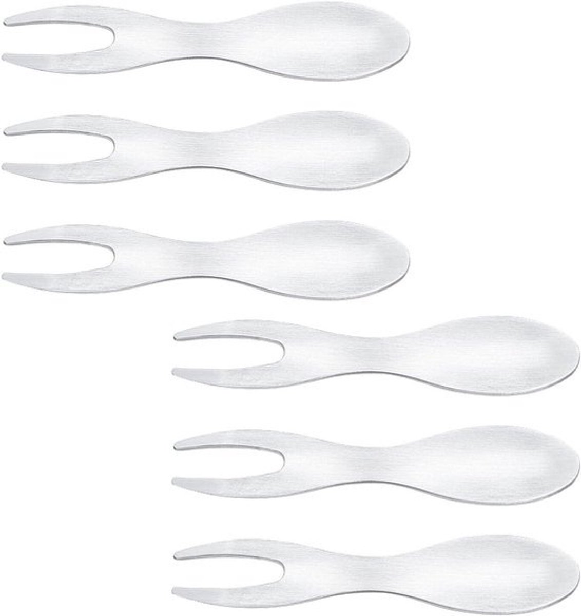 Fruitvorkjes Set - Appetizer Vorken - Hapjes Serveren - Ergonomisch Ontwerp - 6 Stuks - Zilver