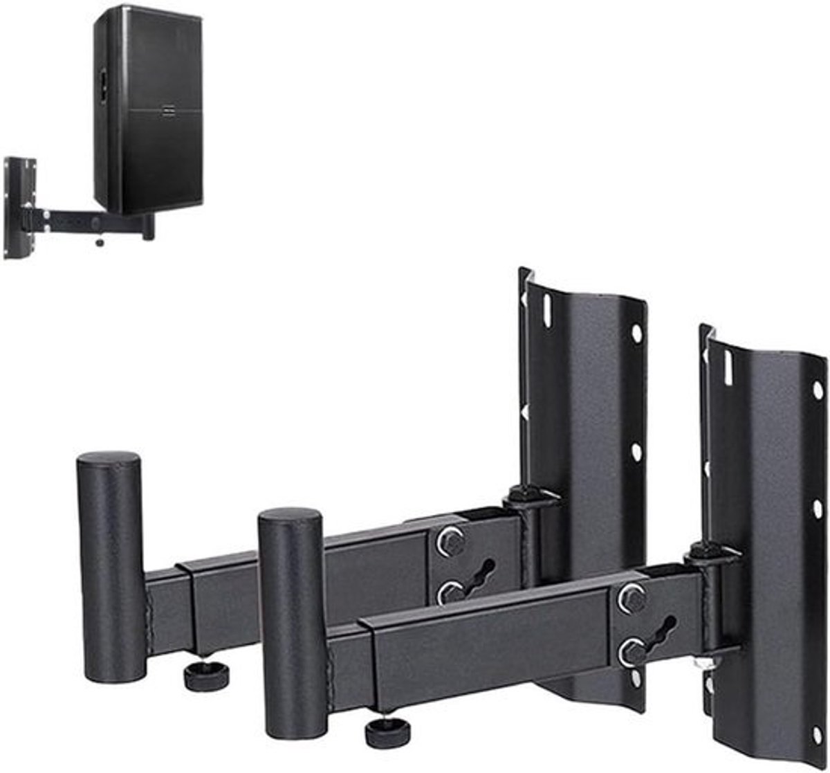 Luidspreker muurbeugel - Stalen speaker standaard - Optimale geluidsplaatsing - 180 graden draaibaar - 35 kg draagvermogen - Zwart