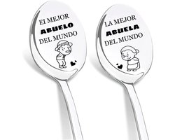 Regalo voor Abuela en Abuelo, Juego De Cuchara, Cucharas Café Acero INOX, Cuchara de Postre, Originele Regalos voor Abuela Abuelo, Regalos voor Cumpleaños Navidad Dia de la Abuela de Nietos y