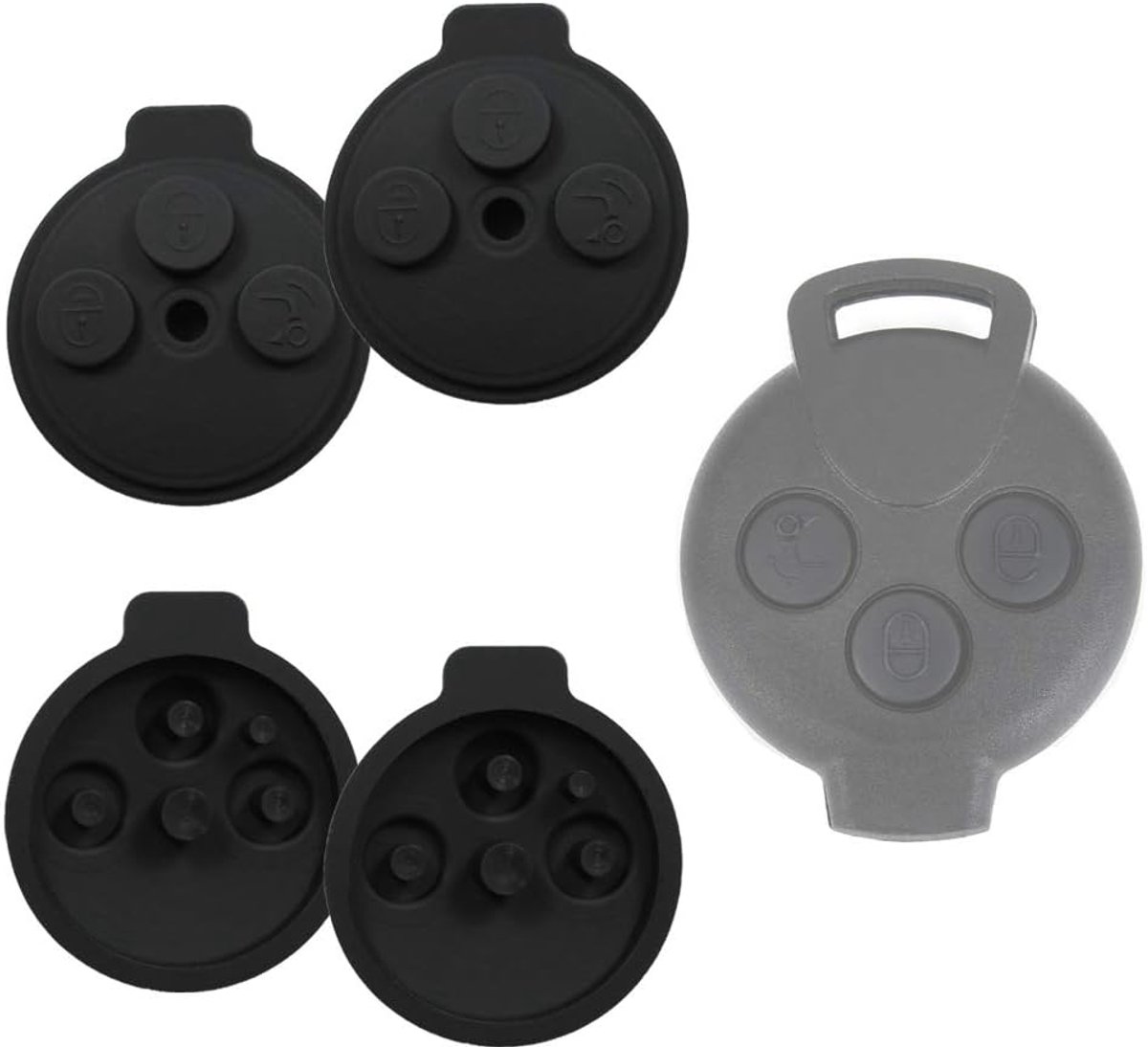 2 stuks Smart rubber 3-knops bedieningspaneel 451 fortwo autosleutelbehuizing nieuw