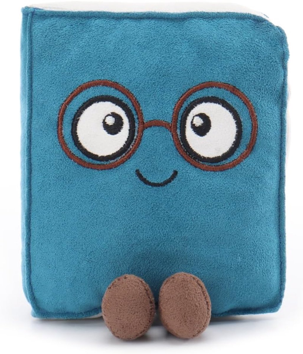 Lamb Weisheit boek pluche dieren voor kinderen, zacht schattig knuffeldier voor baby's, meisjes en jongens, blauw, 12 cm
