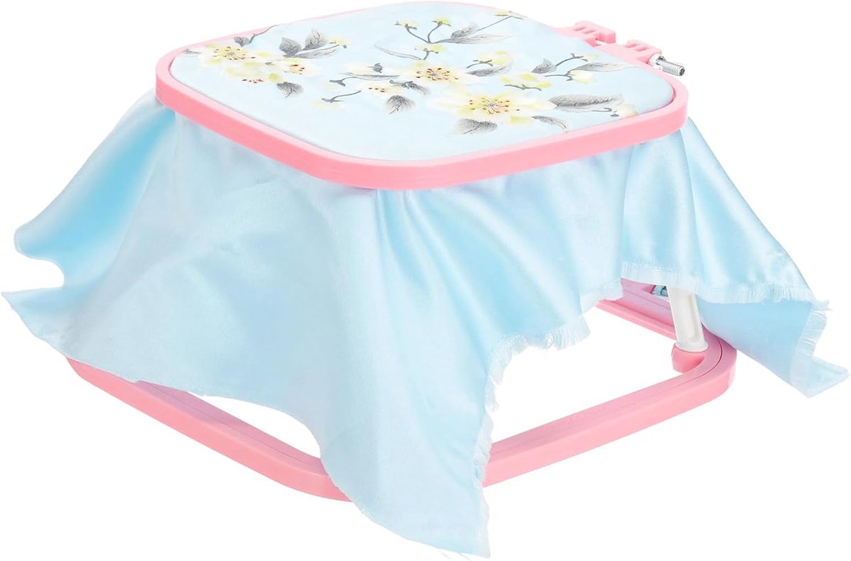 18 cm x 17 cm vierkante borduurring standaard, verstelbare ABS kunststof kruissteek standaard handsfree 2-laags borduurwerk hoepel houder punch naald frame voor naaien kunst handwerken, rood