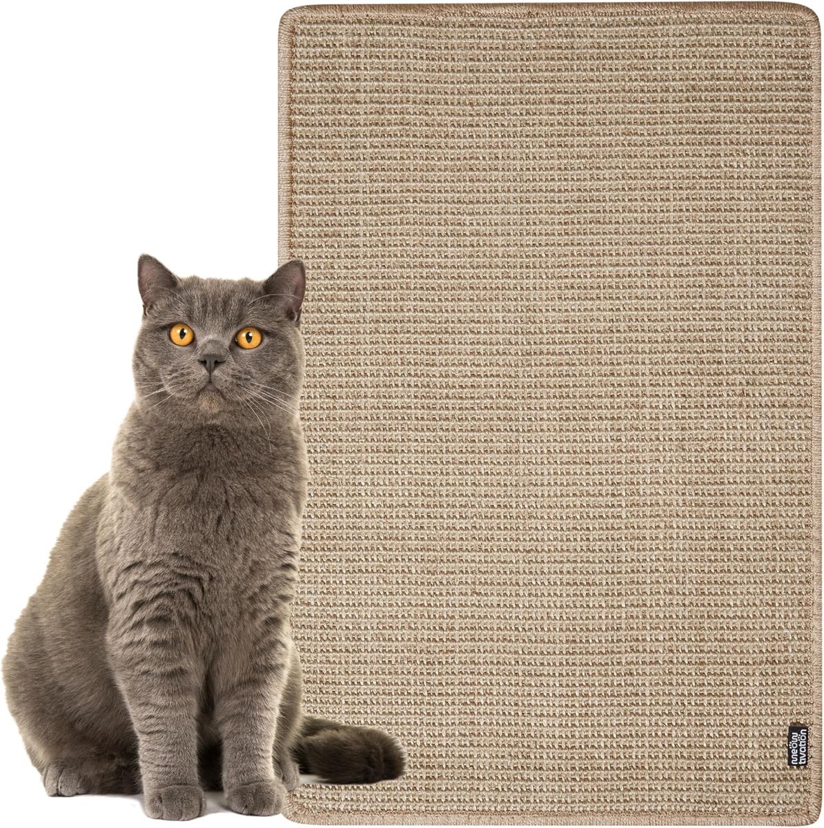 Krabmat voor katten - hoogwaardige krabmat van natuurlijk sisal, stevige krabplank en multifunctionele sisalmat, robuuste krabpad voor katten, beschermt meubels (60 x 40 cm, Beige)