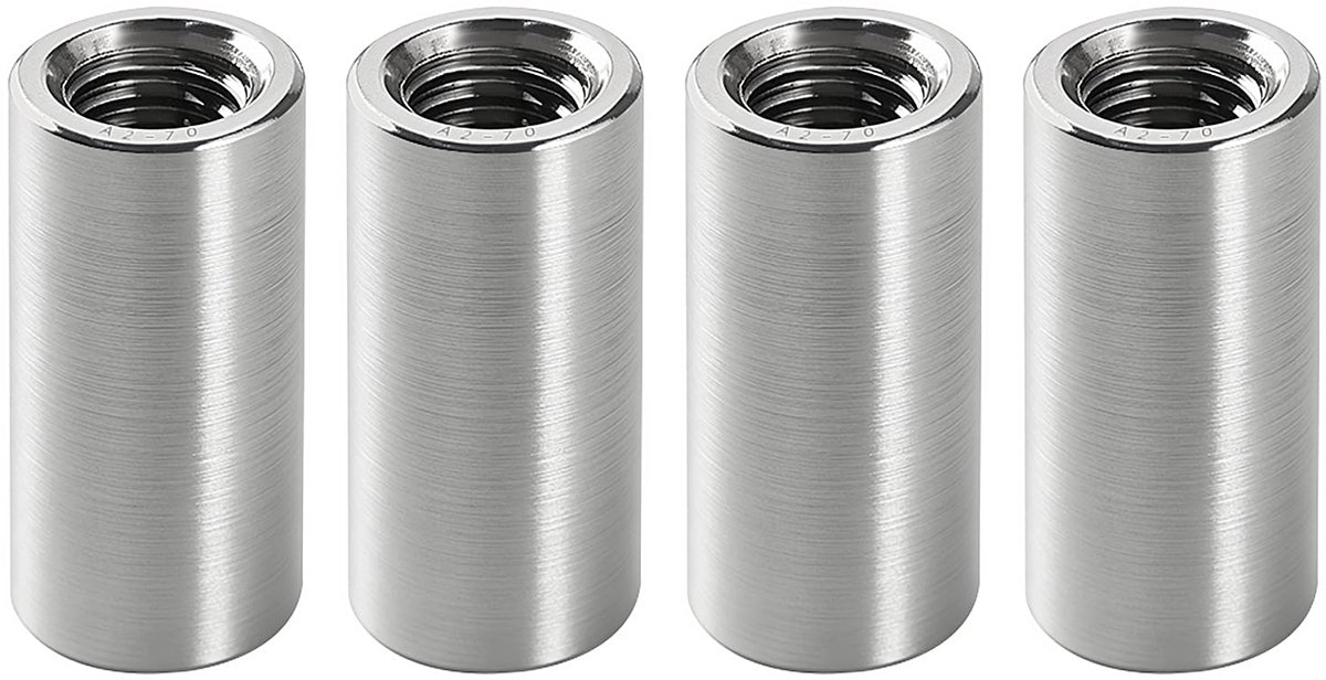 4 Stuks M8x25x12 mm Ronde Verbindingsmoeren, 304 Roestvrijstalen Koppelmoeren, Ronde Schroefdraadhulzen, Lange Ronde Moeren met Binnendraad, voor Thuis, Kantoor, Werkplaats, Industrie