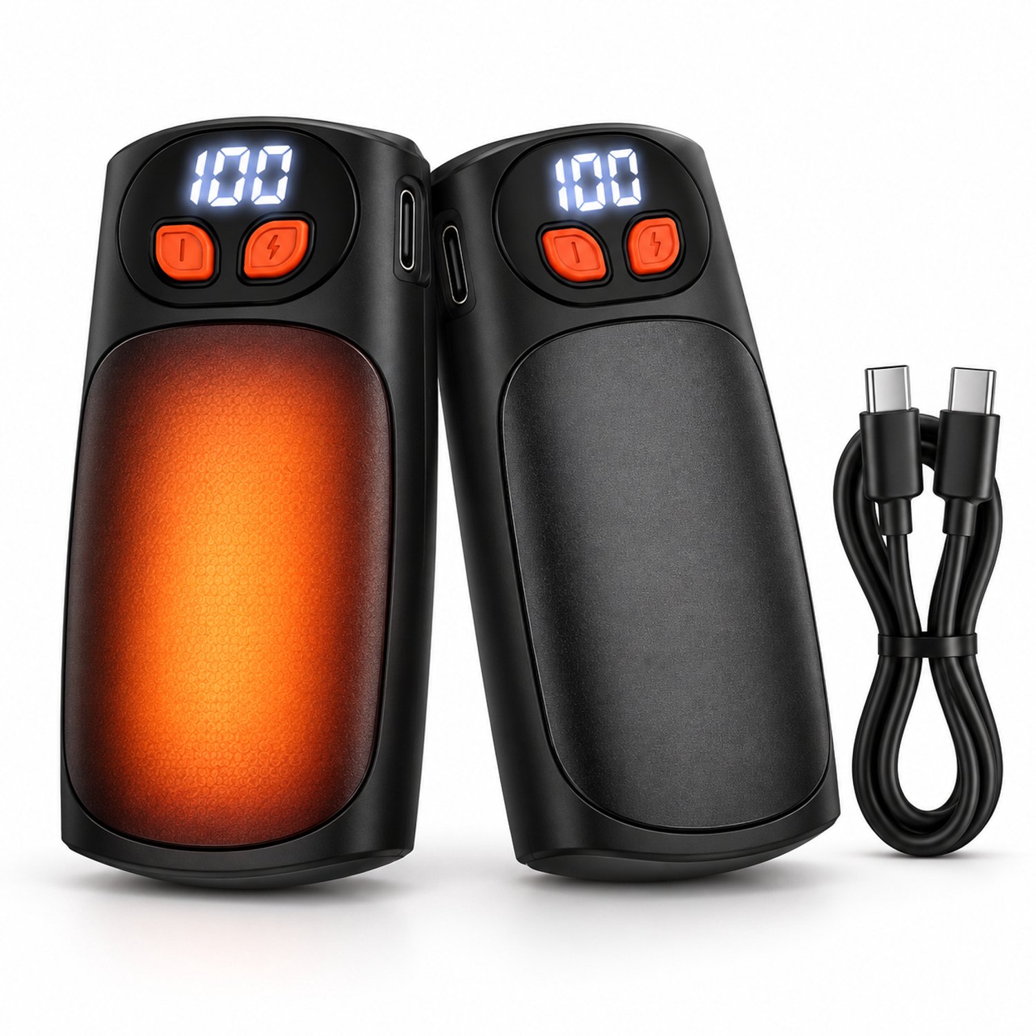Handwarmers Oplaadbaar - Set van 2 - Handverwarmer met 5 Warmtestanden - Herbruikbaar - USB-C - 3000 mAh per Stuk