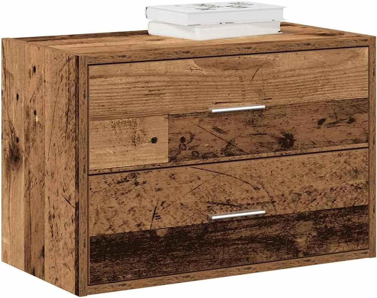 Commode 60x31x40cm - oud houtlook - 2 laden - praktische opbergruimte voor woonkamer/slaapkamer - m-winkel