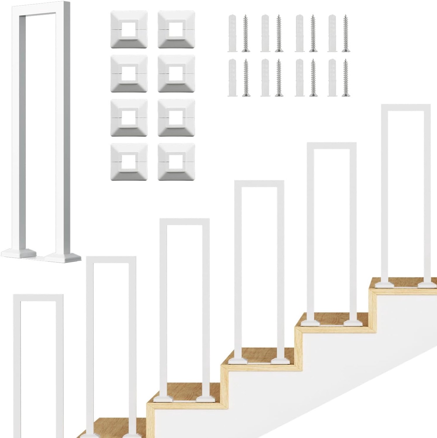 Trapleuning 100 cm - U-vormig metaal - voor veilig gebruik op trap en balkon - Vemera