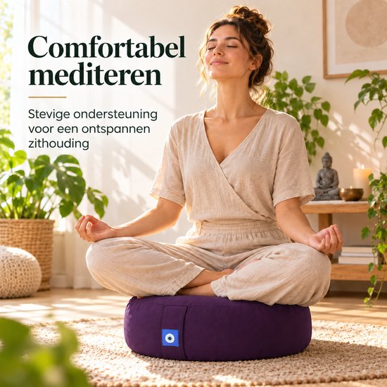 Sercano Meditatiekussen – 33 x 13 cm – Comfortabel Rond Yogakussen met Boekweitvulling en Binnenhoes – Afneembaar en Stevig – Paars van sercano — afbeelding 5