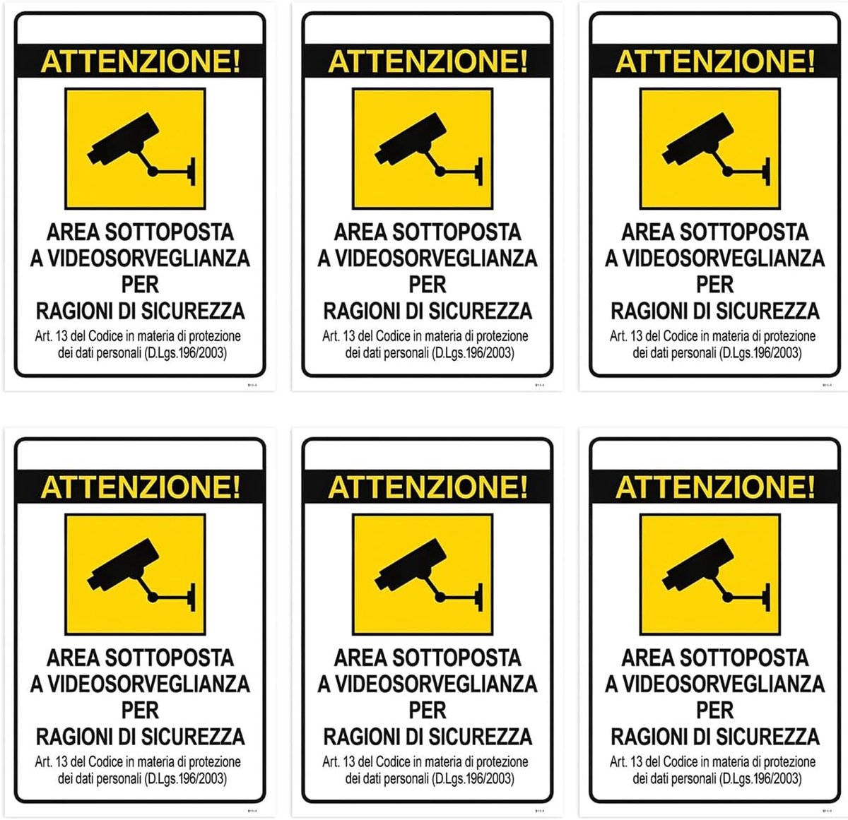 6 Stuks Gele En Witte Bewakingsstickers, Waarschuwingsborden Voor Videobewakingsgebieden, Sterk Klevende Zelfklevende - ShopVlot
