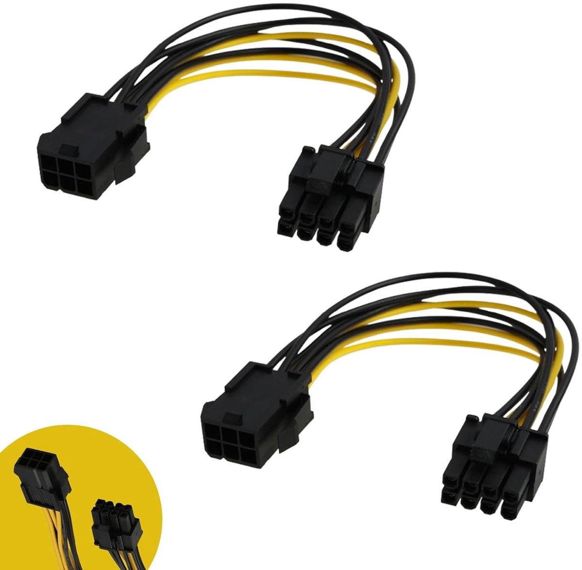 PCIe Power Cable 6 Pin naar 8 Pin 10 cm voor Grafische Kaarten, Compatibel met ASUS, Gigabyte en Radeon