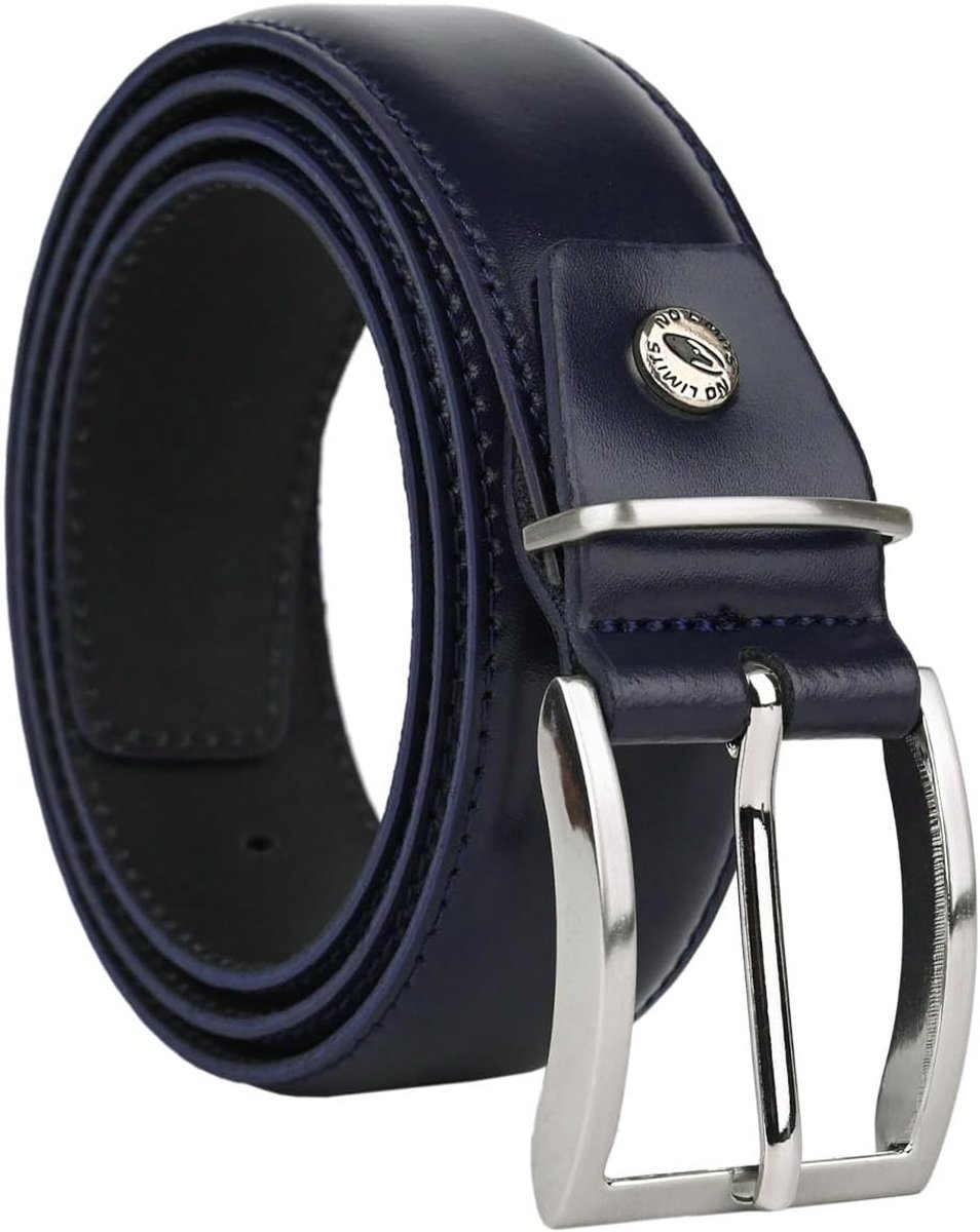 NO LIMITS Herenriem van echt leer, Made in Italy, klassiek, met naden en in te korten, nikkelvrije metalen gesp, 3,5 - ShopVlot